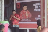 acara syukuran atas pelantikan Haji Saleh Siknun sebagai anggota Dewan Perwakilan Rakyat (DPR) Papua Barat untuk periode 2024-2029. Acara ini berlangsung pada hari Sabtu, 5 Oktober 2024, di Posko Tikar Rasa, Jalan Warahmade, Kelurahan Danaweria. (Dok. sumsel.tagarutama.com)