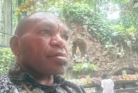 Titus Pekei, Pencetus Noken sebagai warisan budaya dunia, saat ditemui wartawan sumsel.tagarutama.com.